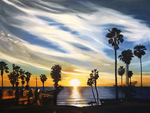Sunset At The Pier von Lisa Schulaner, Malerei kaufen auf Singulart