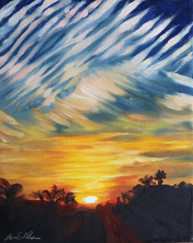 Sunset with Ripple Clouds van Lisa Schulaner, Schilderij te koop op Singulart