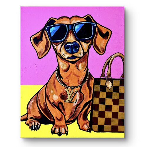 Vouis Luitton the fashion dog van Tom Krisper, Schilderij te koop op Singulart