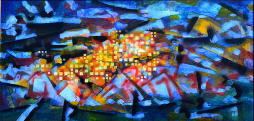 Abstract 2020 10 LA ville dans la nuit de Jean Luc Portet, Pintura a la venta en Singulart
