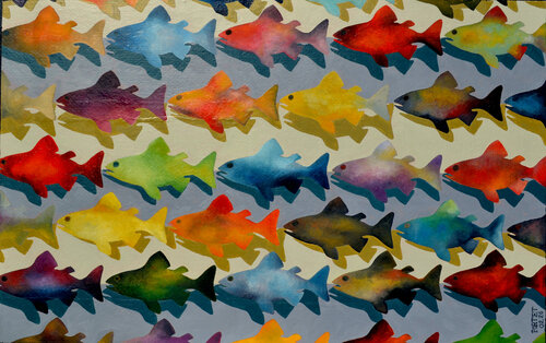 Les poissons par Jean Luc Portet, Peinture en vente sur Singulart