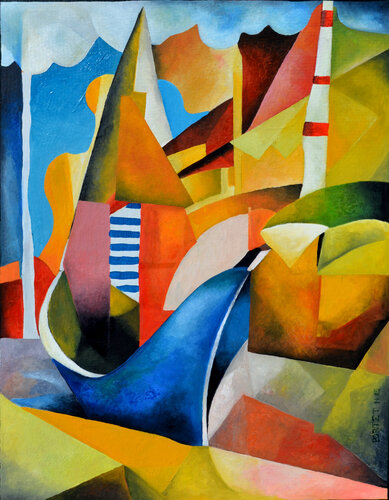 Le bateau bleu von Jean Luc Portet, Malerei kaufen auf Singulart