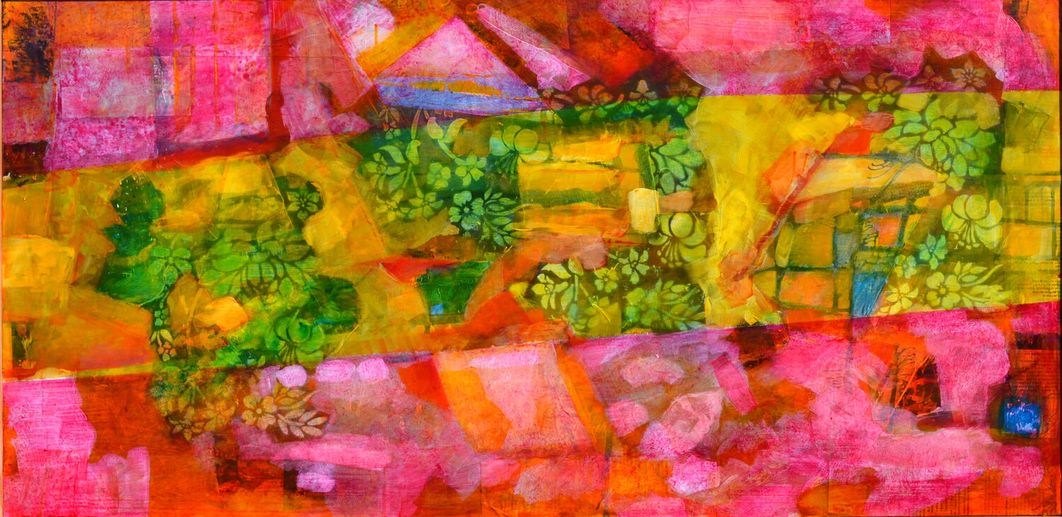 Abstract végétal rose 2020 7 Jean Luc Portet Originalgemälde zu verkaufen