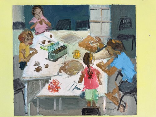 Two Sisters at work by alejandro goldberg, 絵画 for Sale on Singulart