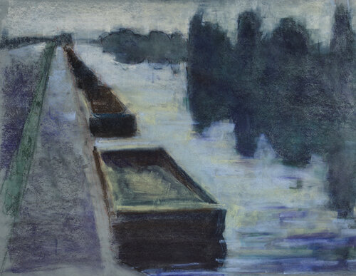 Schwimmtröge auf Kanal by Hjalmar Thelen, 소묘 for Sale on Singulart