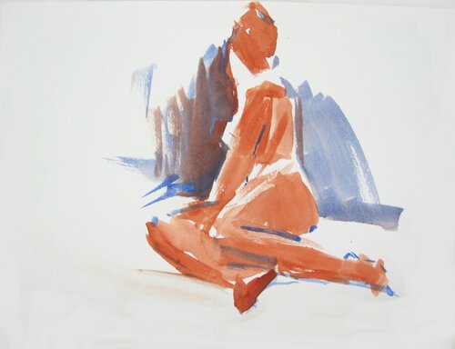 Ohne Titel (abgewandt Sitzende) von Hjalmar Thelen, Malerei kaufen auf Singulart