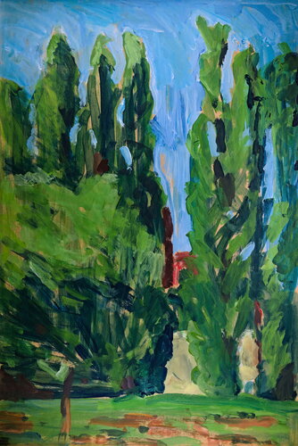 Haus hinter Pappeln von Hjalmar Thelen, Malerei kaufen auf Singulart