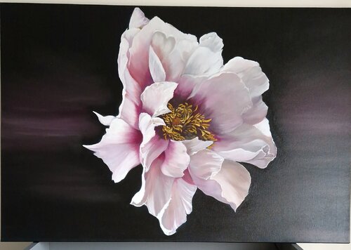 Original oil painting of peony de Bianka Hudson, Pintura a la venta en Singulart