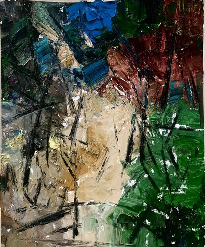 Frame and Field - Red Grass(红草) di Sherwin Wang, Pittura in vendita su Singulart