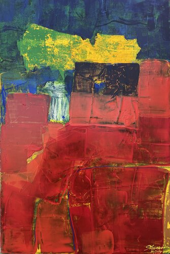 Crimson Overture van Sherwin Wang, Schilderij te koop op Singulart
