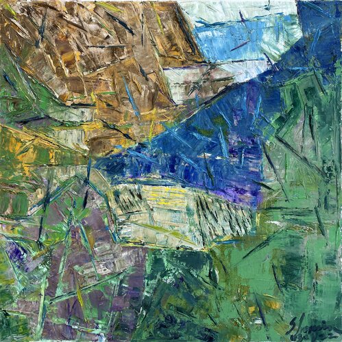 Frame and Field — Mountain shadow van Sherwin Wang, Schilderij te koop op Singulart