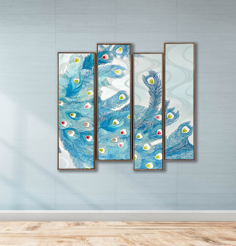 Peacock Feathers ~Royalty~/ KIMONO Upcycled von Lena Okamoto (Sukhoveeva), Textil kaufen auf Singulart