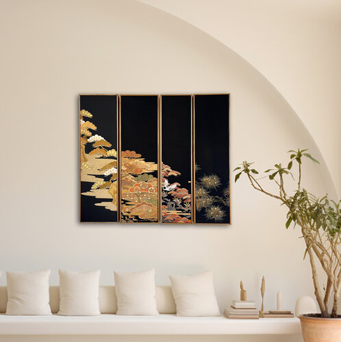 Pines Through Seasons / KIMONO Upcycled von Lena Okamoto (Sukhoveeva), Textil kaufen auf Singulart