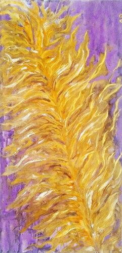 Piuma d’oro – Quadro astratto luminoso con oro, arte contemporanea elegante de ANTONINO GERACI, Pintura a la venta en Singulart