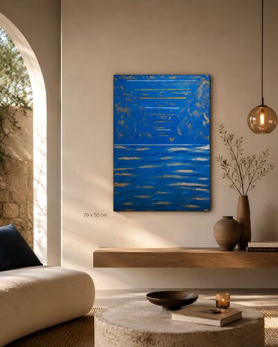 Frequenze dell'infinito. Acrilico su tela, stile astratto contemporaneo. Ideale per ambienti moderni, minimalisti ed eleganti. Temi: energia, mare interiore, spiritualità, luce, infinito, percorsi emotivi, arte astratta contemporanea. par ANTONINO GERACI, Peinture en vente sur Singulart