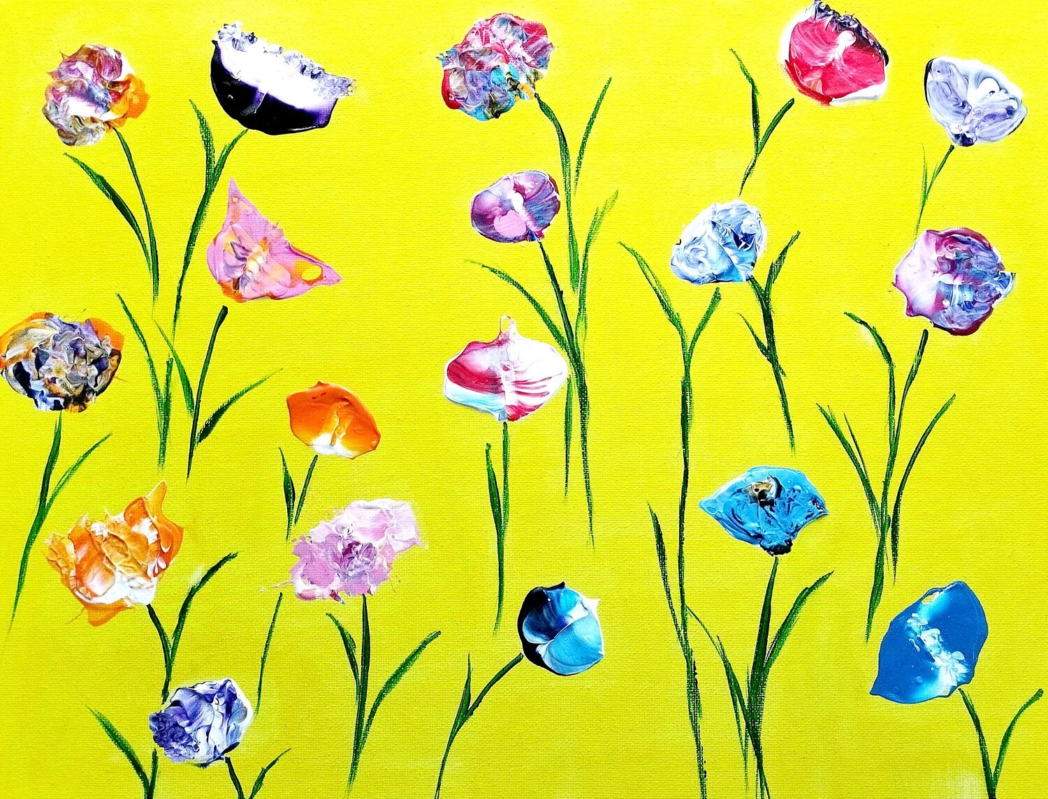 Fiori di Fantasia 1 Astratto colorato contemporaneo ANTONINO GERACI Originalgemälde zu verkaufen
