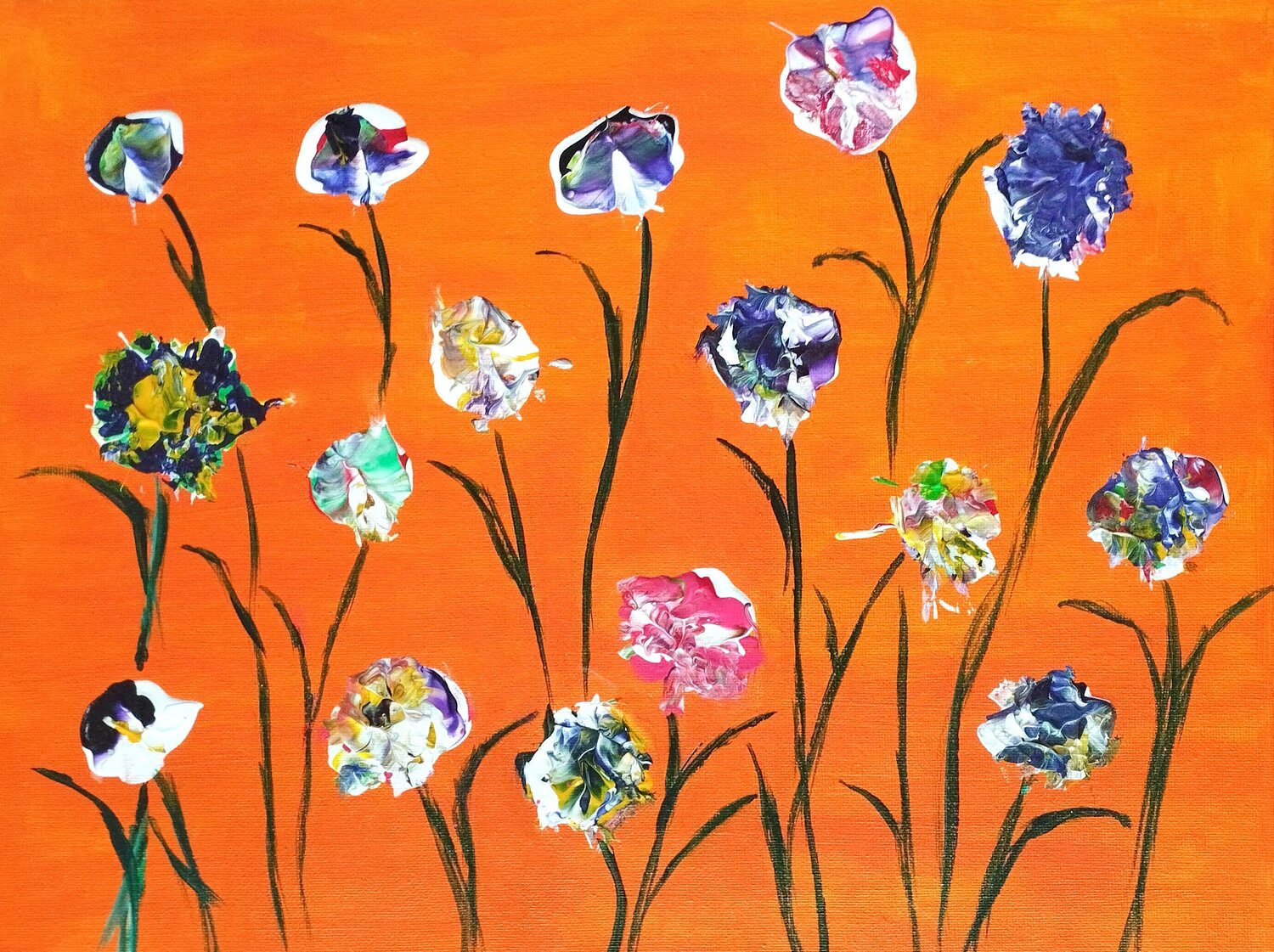 Fiori di Fantasia 2 Astratto colorato contemporaneo ANTONINO GERACI Dipinto originale in vendita