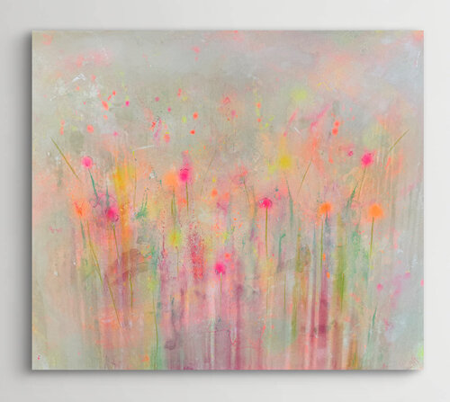Neon Flower Meadow van Karolin Brünink, Schilderij te koop op Singulart