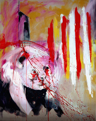 Oso panda en la arena van Ian Mont, Schilderij te koop op Singulart