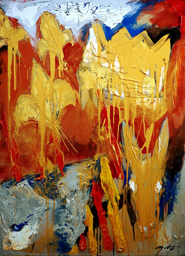 Flor de lis contra burro van Ian Mont, Schilderij te koop op Singulart
