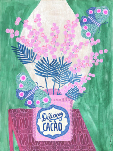 Everyday Artistry: Repurposed Elegance - Delicious Cacao and Wattle von Fiona Solley, Malerei kaufen auf Singulart