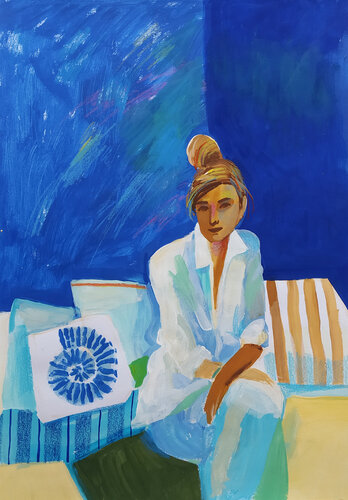 In blue van Violetta Borigard, Schilderij te koop op Singulart