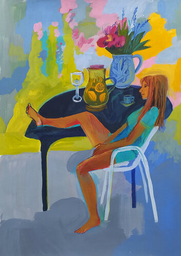 Her morning elegance by Violetta Borigard, Painting for Sale on Singulart