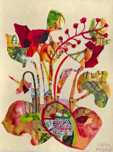 Red cyclamen by Violetta Borigard, Painting for Sale on Singulart