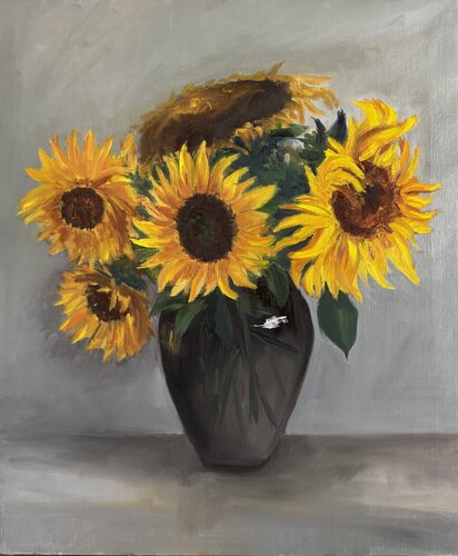 Elegant Vibrant sunflowers von Suzana Pirtovšek, Malerei kaufen auf Singulart