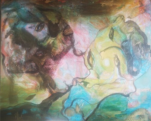Love in réséda aux pics d'hymalaya . Version orientale ? par Abricodéal ÃŽles, Peinture en vente sur Singulart