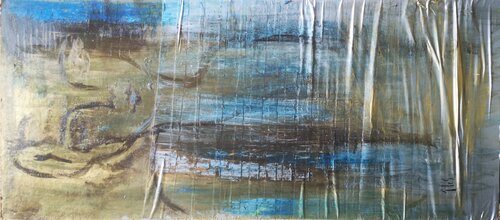 Quand Mumm s'allonge dans l'eau grise et bleutée du fleuve von Abricodéal ÃŽles, Malerei kaufen auf Singulart