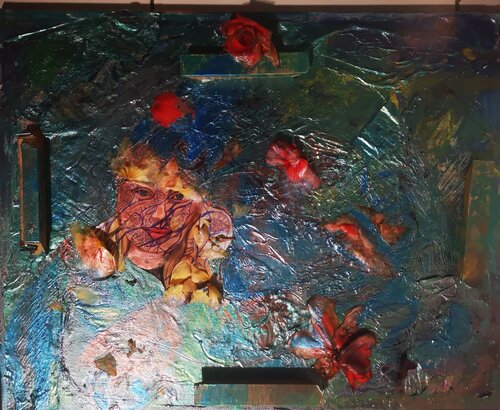 Aux quatre coin du jardin fleuri de rouge par Abricodéal ÃŽles, Peinture en vente sur Singulart