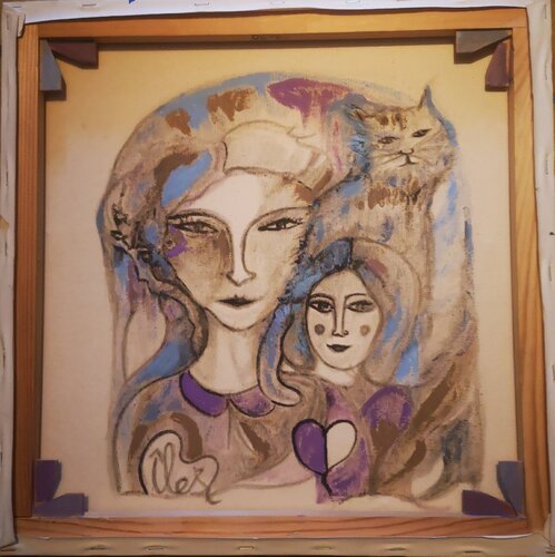 Women and cat : french frimousses von Abricodéal ÃŽles, Malerei kaufen auf Singulart