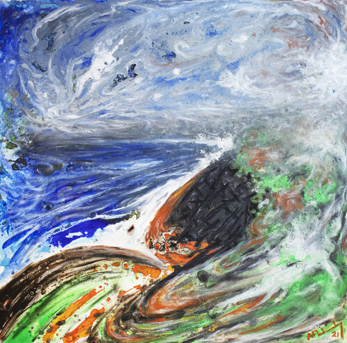 Cliffs and Beaches XIV van Adrian Flaherty, Schilderij te koop op Singulart