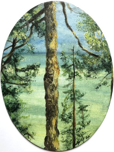 Kiefer vor dem Thomas-Mann-Haus (Neringa, Litauen) von Sophia Maeno, Malerei kaufen auf Singulart