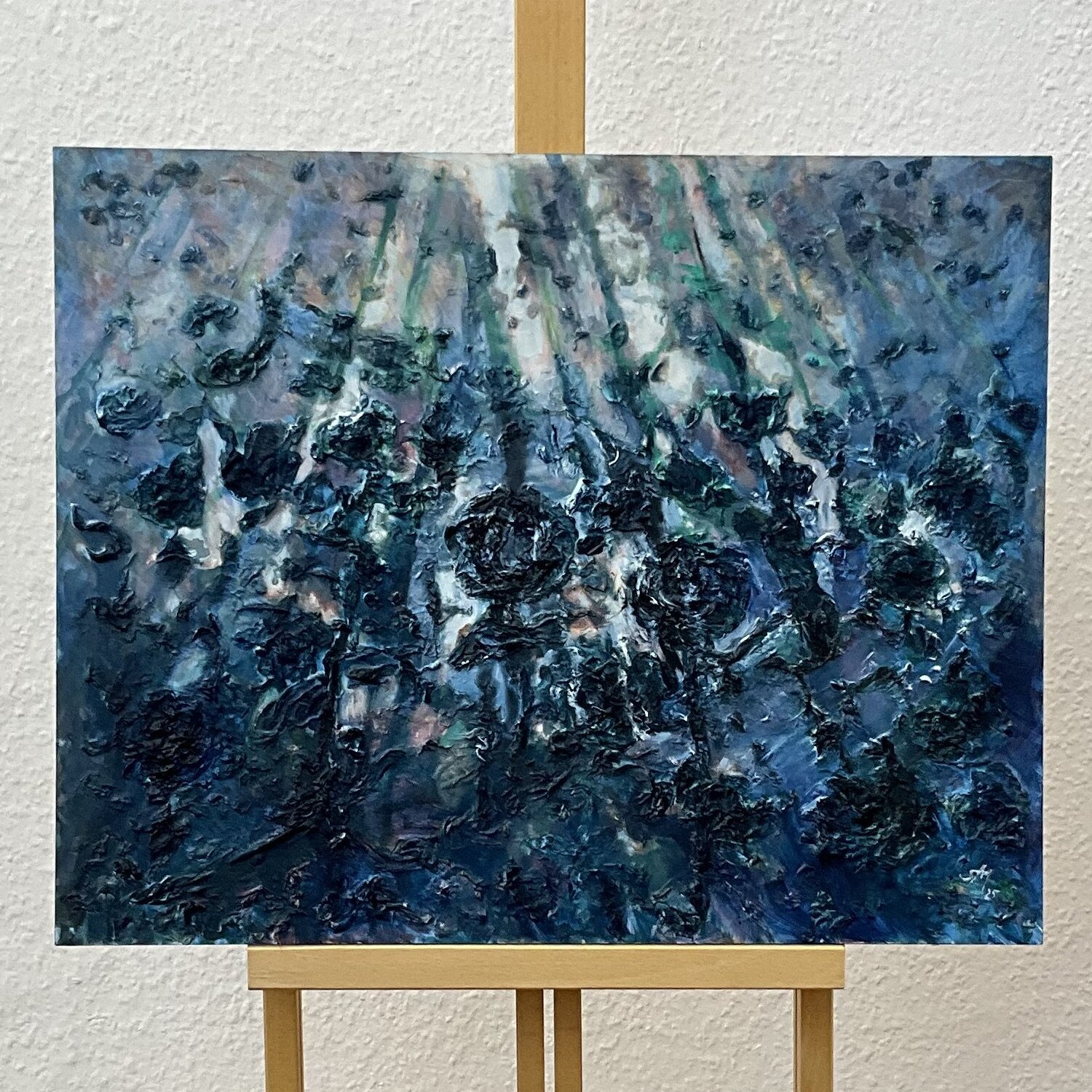 Underwater-Love (oder Unterwasser-Rosen) door Sophia Maeno (2025) :  Schilderij Olie, Collage op Karton - Singulart, image size:1500x1500