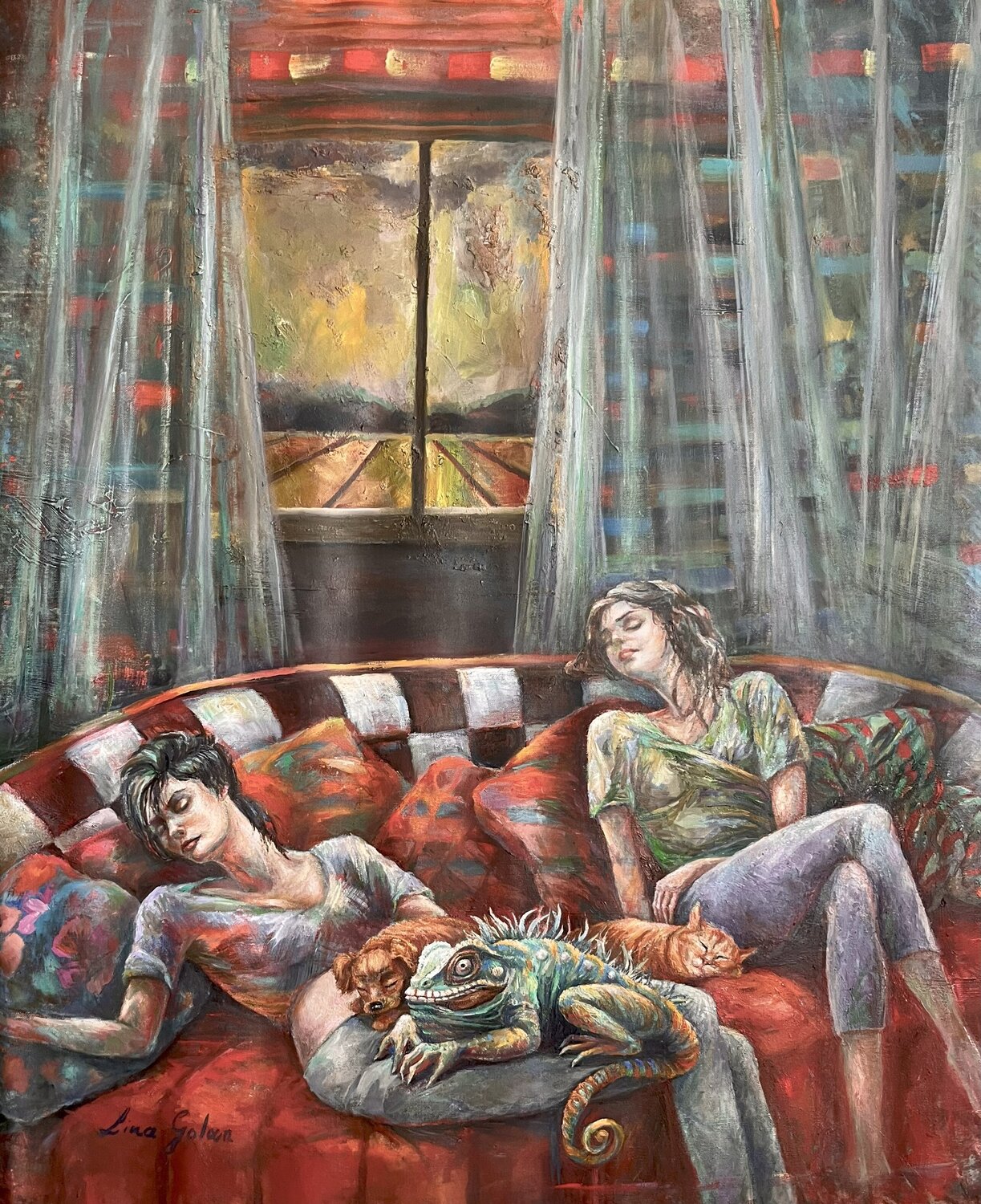 Resting with Pets Lina Golan