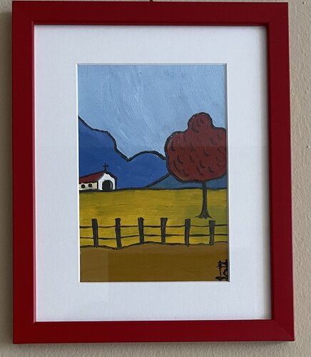 The little church in the field van Tornike Otiashvili, Schilderij te koop op Singulart