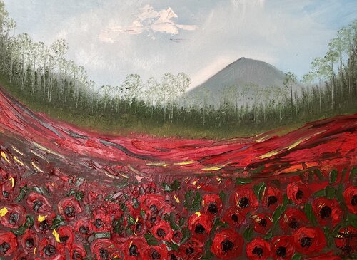 Poppies field van Tornike Otiashvili, Schilderij te koop op Singulart