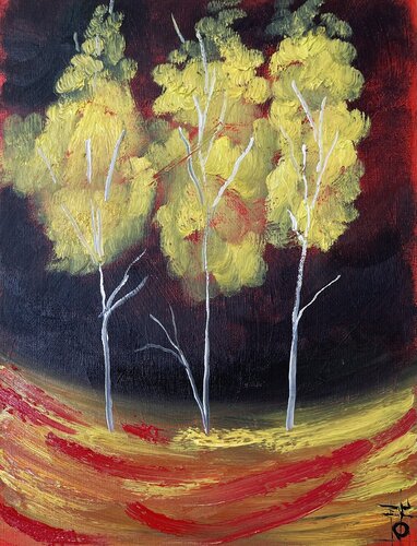 Gilded trees van Tornike Otiashvili, Schilderij te koop op Singulart