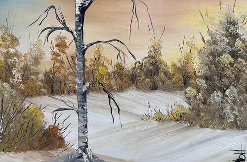 Golden winter van Tornike Otiashvili, Schilderij te koop op Singulart