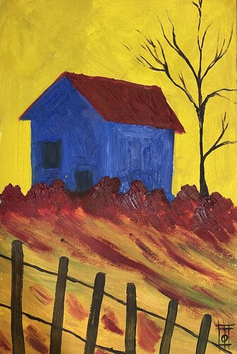 Blue house van Tornike Otiashvili, Schilderij te koop op Singulart
