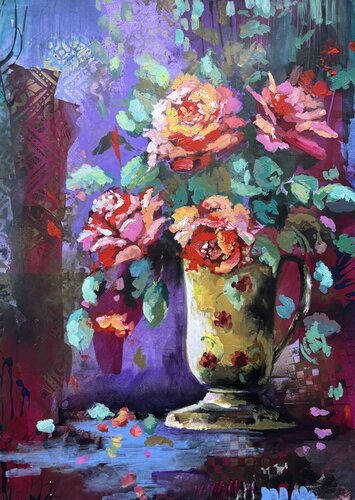 Purples and Petals von Lisa Cunningham, Malerei kaufen auf Singulart