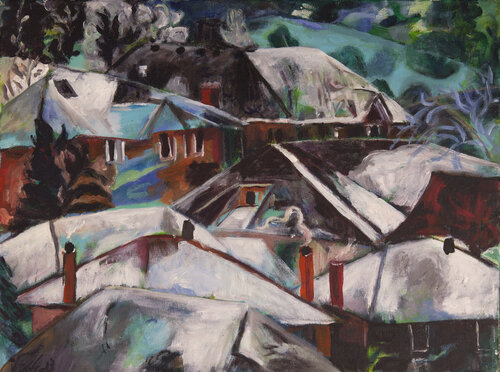 Chimneys by Maria Zamani, Painting for Sale on Singulart