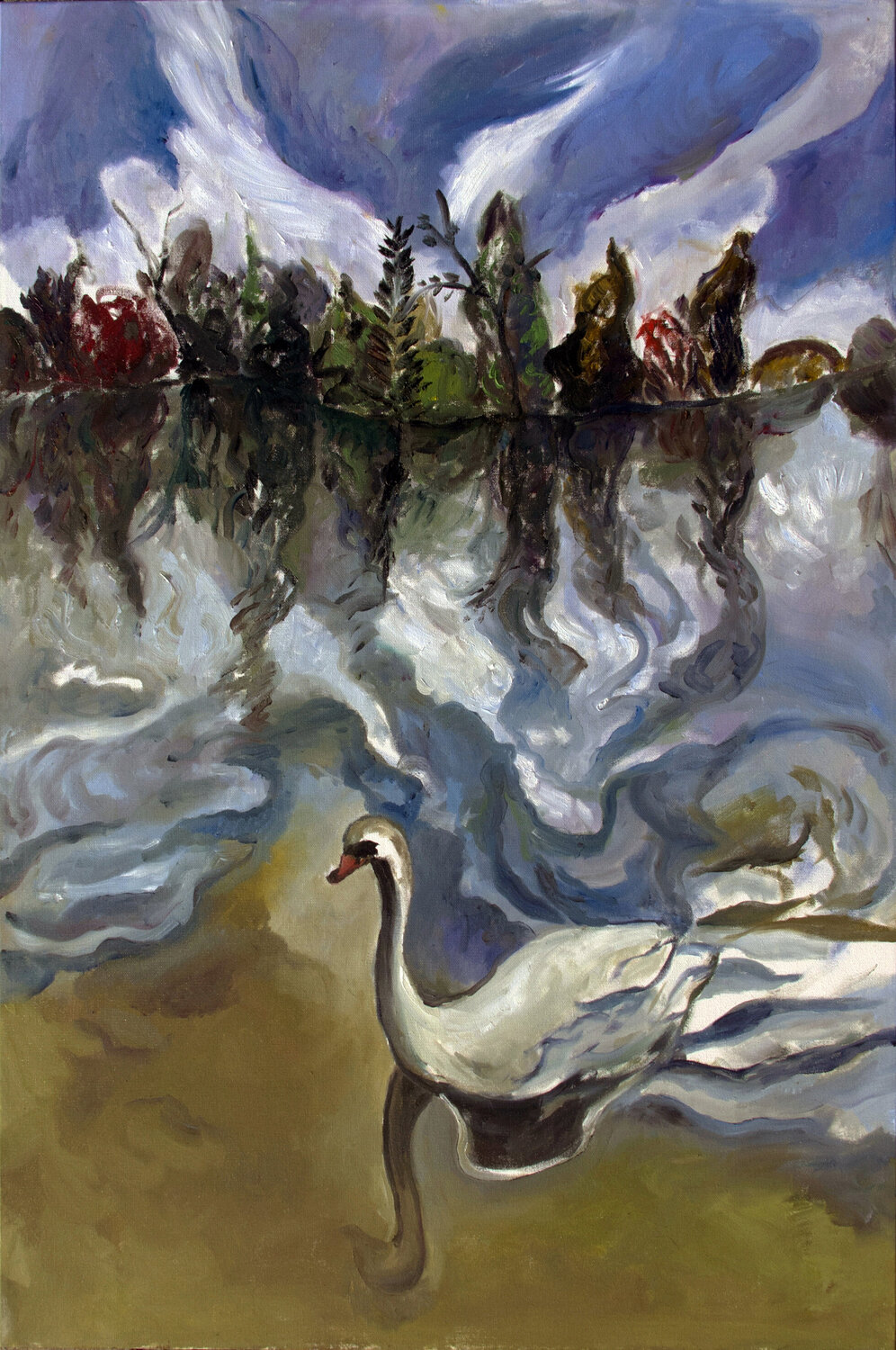 The Swan's Reverie Maria Zamani Originalgemälde zu verkaufen