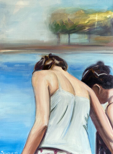 Frauen auf dem Strand by Nenad Selestrin, Painting for Sale on Singulart