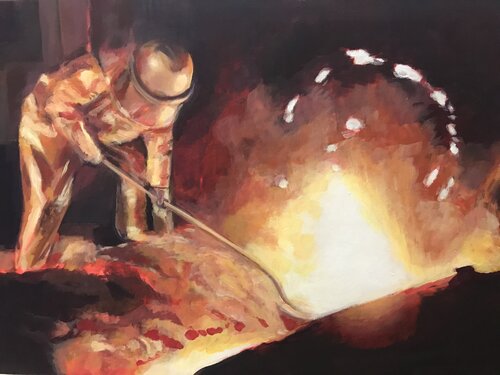 Stahlkocher / Travail aux Hauts fourneaux von Marie-Luise Zetchi Bolte, Malerei kaufen auf Singulart