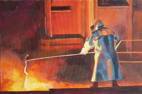 Stahlkocher 2 / Travail de l'acier 2 di Marie-Luise Zetchi Bolte, Pittura in vendita su Singulart