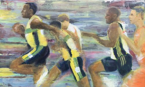 Spitzensprint / les coureurs di Marie-Luise Zetchi Bolte, Pittura in vendita su Singulart