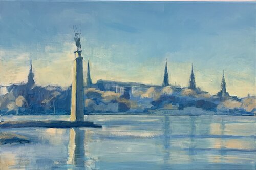 Schwanenwik  / Panorama de Hambourg vu du Schwanenwik von Marie-Luise Zetchi Bolte, Malerei kaufen auf Singulart